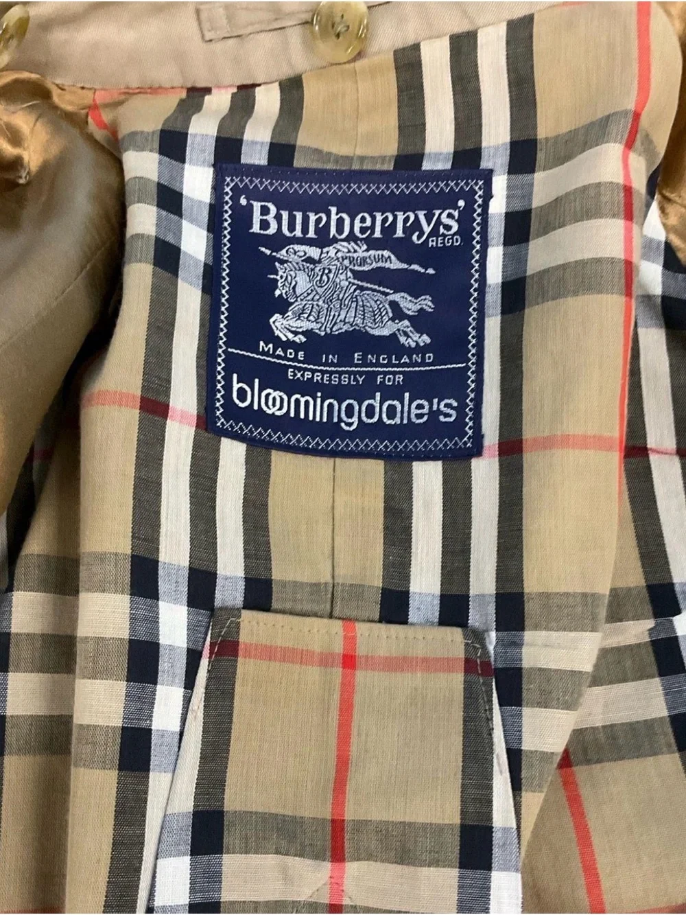 Burberrys Double Breasted Trench Coat Beige Belted Long Coat Size 8 Long - Picture 6 of 6